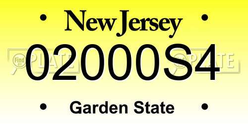 02000S4 New Jersey License Plate