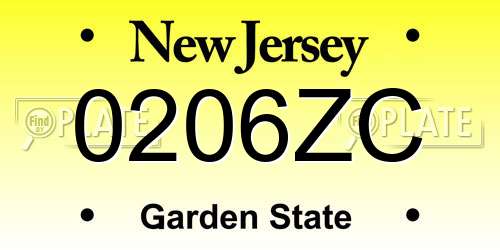 0206ZC New Jersey License Plate