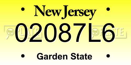 02087L6 New Jersey License Plate
