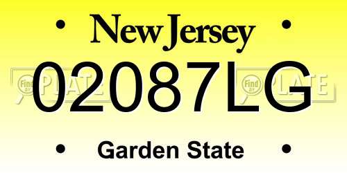 02087LG New Jersey License Plate