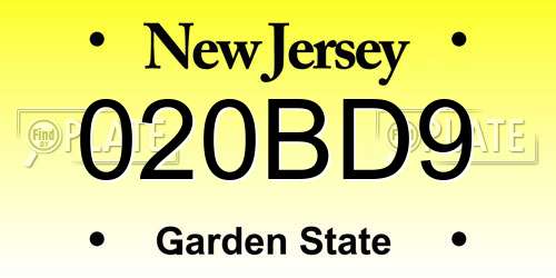 020BD9 New Jersey License Plate