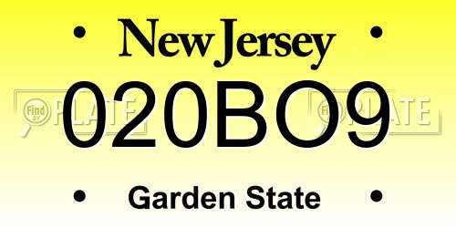 020BO9 New Jersey License Plate