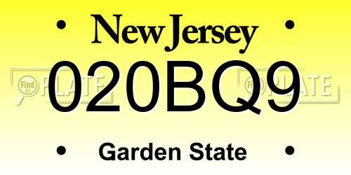 020BQ9 New Jersey License Plate