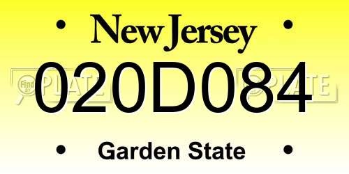 020D084 New Jersey License Plate