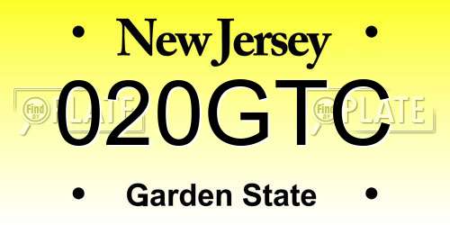 020GTC New Jersey License Plate