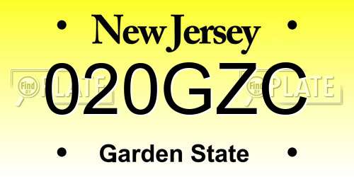 020GZC New Jersey License Plate