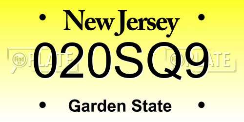 020SQ9 New Jersey License Plate