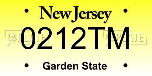 0212TM New Jersey License Plate
