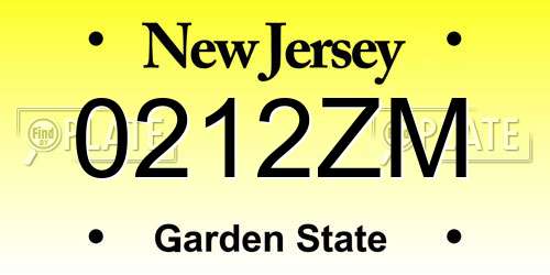0212ZM New Jersey License Plate
