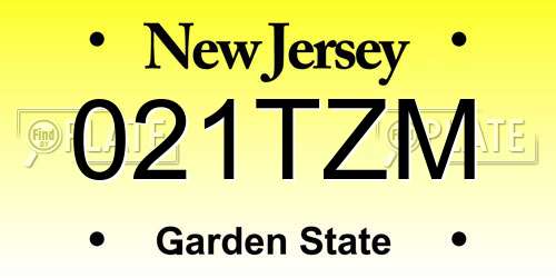 021TZM New Jersey License Plate