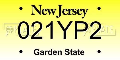 021YP2 New Jersey License Plate