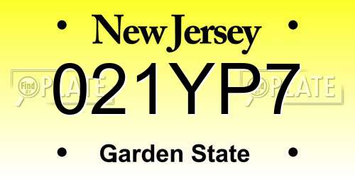 021YP7 New Jersey License Plate