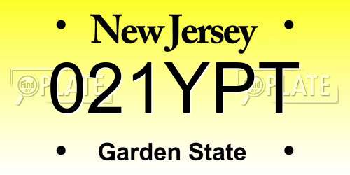 021YPT New Jersey License Plate