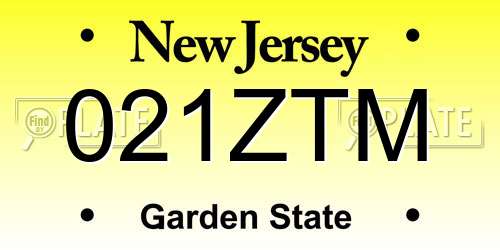 021ZTM New Jersey License Plate