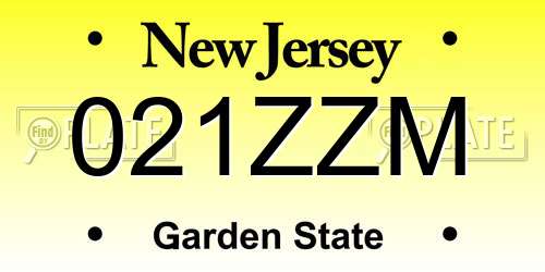 021ZZM New Jersey License Plate