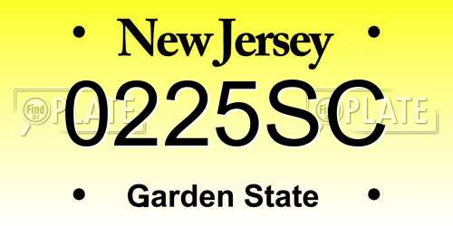 0225SC New Jersey License Plate
