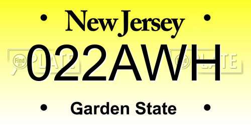 022AWH New Jersey License Plate