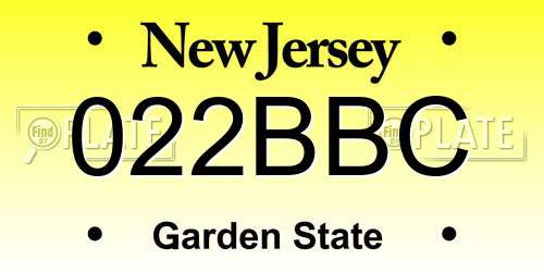 022BBC New Jersey License Plate