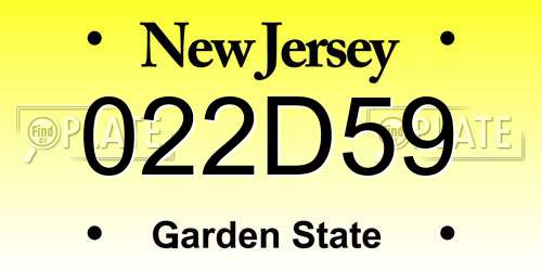 022D59 New Jersey License Plate