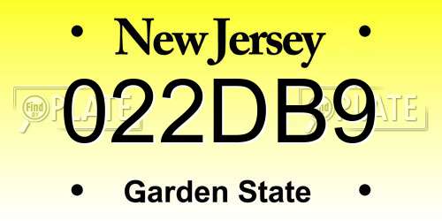 022DB9 New Jersey License Plate