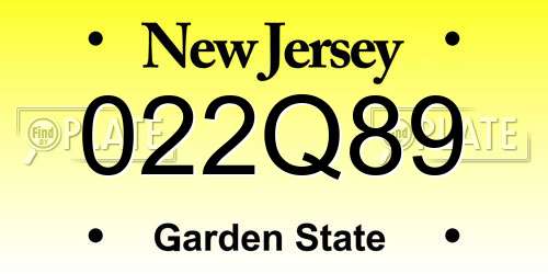 022Q89 New Jersey License Plate