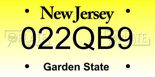 022QB9 New Jersey License Plate