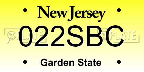 022SBC New Jersey License Plate