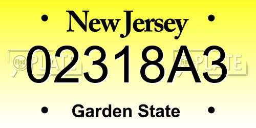02318A3 New Jersey License Plate