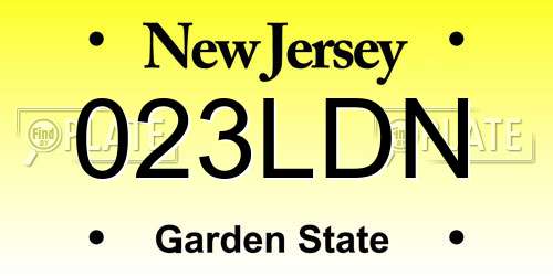 023LDN New Jersey License Plate