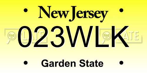 023WLK New Jersey License Plate