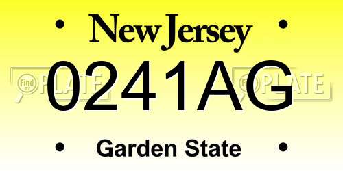 0241AG New Jersey License Plate