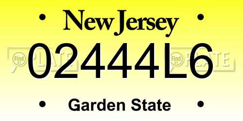 02444L6 New Jersey License Plate