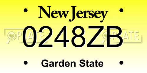 0248ZB New Jersey License Plate