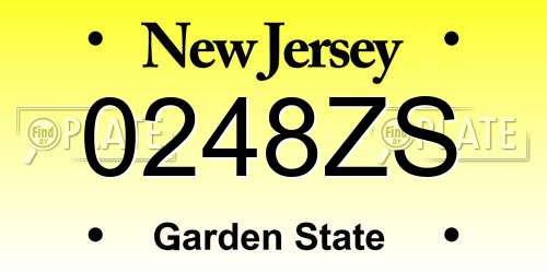 0248ZS New Jersey License Plate