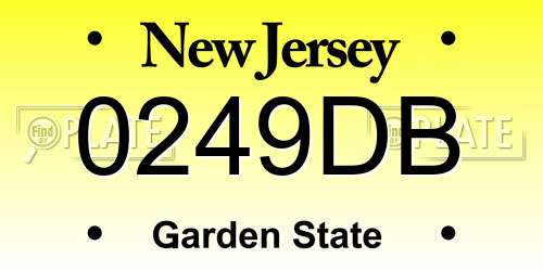 0249DB New Jersey License Plate