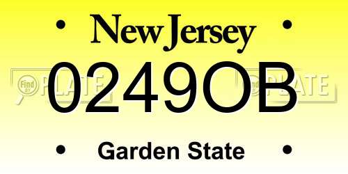 0249OB New Jersey License Plate