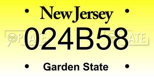 024B58 New Jersey License Plate