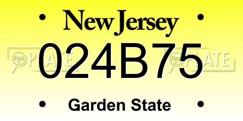 024B75 New Jersey License Plate