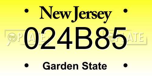024B85 New Jersey License Plate