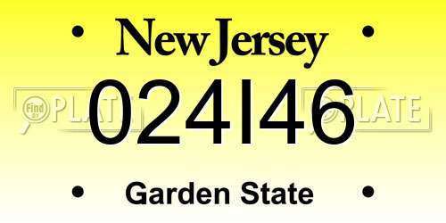 024I46 New Jersey License Plate
