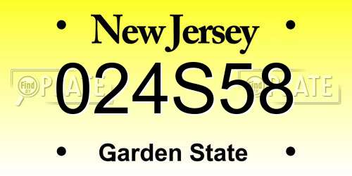 024S58 New Jersey License Plate