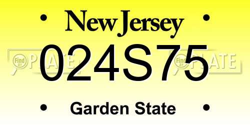 024S75 New Jersey License Plate