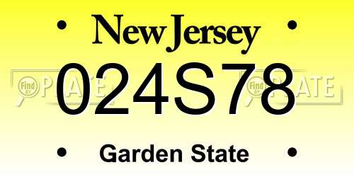 024S78 New Jersey License Plate