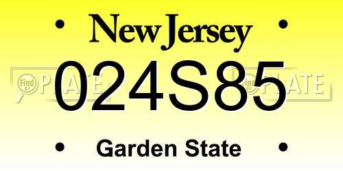 024S85 New Jersey License Plate