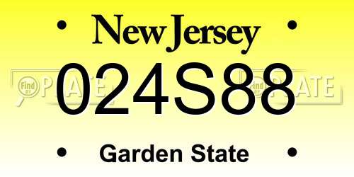 024S88 New Jersey License Plate