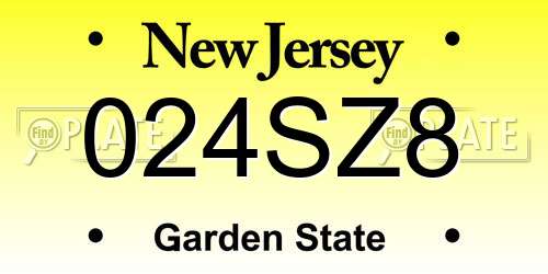 024SZ8 New Jersey License Plate
