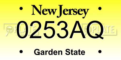 0253AQ New Jersey License Plate