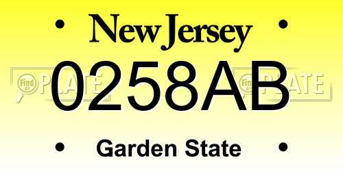 0258AB New Jersey License Plate