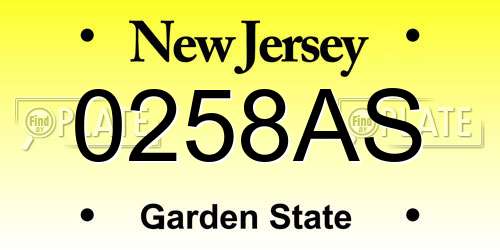 0258AS New Jersey License Plate