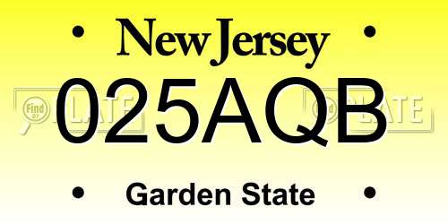 025AQB New Jersey License Plate